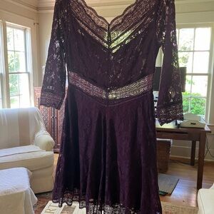 Elegant Purple Lace Dress
